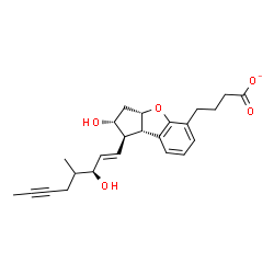 ChemSpider 2D Image | 4-{(1R,2R,3aS,8bS)-2-Hydroxy-1-[(1E,3S)-3-hydroxy-4-methyl-1-octen-6-yn-1-yl]-2,3,3a,8b-tetrahydro-1H-benzo[b]cyclopenta[d]furan-5-yl}butanoate | C24H29O5