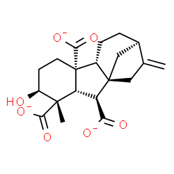ChemSpider 2D Image | (1alpha,2beta,4aalpha,4bbeta,10beta)-2-Hydroxy-1-methyl-8-methylenegibbane-1,4a,10-tricarboxylate | C20H23O7