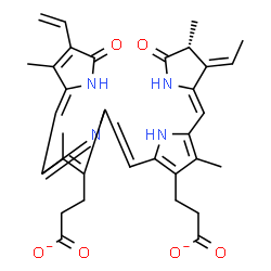 ChemSpider 2D Image | 3-[2-[(Z)-[3-(2-carboxylatoethyl)-4-methyl-5-[(Z)-(3-methyl-5-oxo-4-vinyl-pyrrol-2-ylidene)methyl]pyrrol-2-ylidene]methyl]-5-[(Z)-[(3E,4R)-3-ethylidene-4-methyl-5-oxo-pyrrolidin-2-ylidene]methyl]-4-methyl-1H-pyrrol-3-yl]propanoate | C33H34N4O6