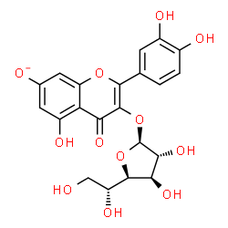 ChemSpider 2D Image | 2-(3,4-Dihydroxyphenyl)-3-(beta-D-glucofuranosyloxy)-5-hydroxy-4-oxo-4H-chromen-7-olate | C21H19O12