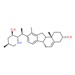 ChemSpider 2D Image | (3beta,8alpha,9xi,10alpha,23R)-14,15,16,17-Tetradehydroveratraman-3,23-diol | C27H39NO2