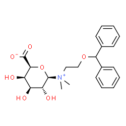 ChemSpider 2D Image | (2S,3R,4S,5R,6R)-6-{[2-(Diphenylmethoxy)ethyl](dimethyl)ammonio}-3,4,5-trihydroxytetrahydro-2H-pyran-2-carboxylate (non-preferred name) | C23H29NO7