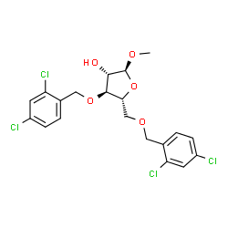 ChemSpider 2D Image | Methyl 3,5-bis-O-(2,4-dichlorobenzyl)-alpha-D-arabinofuranoside | C20H20Cl4O5
