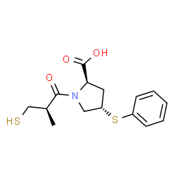ChemSpider 2D Image | (4S)-1-[(2R)-2-Methyl-3-sulfanylpropanoyl]-4-(phenylsulfanyl)-D-proline | C15H19NO3S2