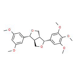 ChemSpider 2D Image | (1R,3aR,4R,6aS)-1-(3,5-Dimethoxyphenyl)-4-(3,4,5-trimethoxyphenyl)tetrahydro-1H,3H-furo[3,4-c]furan | C23H28O7
