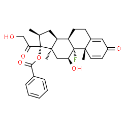 ChemSpider 2D Image | (8alpha,11beta,13alpha,16beta)-9-Fluoro-11,21-dihydroxy-16-methyl-3,20-dioxopregna-1,4-dien-17-yl benzoate | C29H33FO6