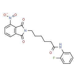 ChemSpider 2D Image | N-(2-Fluorophenyl)-6-(4-nitro-1,3-dioxo-1,3-dihydro-2H-isoindol-2-yl)hexanamide | C20H18FN3O5