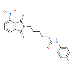 ChemSpider 2D Image | N-(4-Fluorophenyl)-6-(4-nitro-1,3-dioxo-1,3-dihydro-2H-isoindol-2-yl)hexanamide | C20H18FN3O5