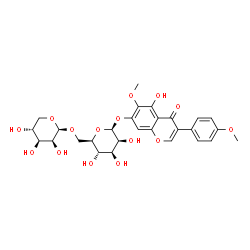 ChemSpider 2D Image | 5-Hydroxy-6-methoxy-3-(4-methoxyphenyl)-4-oxo-4H-chromen-7-yl 6-O-beta-D-lyxopyranosyl-beta-D-mannopyranoside | C28H32O15