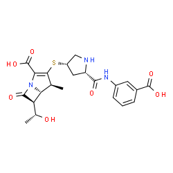 ChemSpider 2D Image | (4S,5S,6S)-3-({(3S,5S)-5-[(3-Carboxyphenyl)carbamoyl]-3-pyrrolidinyl}sulfanyl)-6-[(1R)-1-hydroxyethyl]-4-methyl-7-oxo-1-azabicyclo[3.2.0]hept-2-ene-2-carboxylic acid | C22H25N3O7S