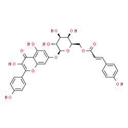 ChemSpider 2D Image | 3,5-Dihydroxy-2-(4-hydroxyphenyl)-4-oxo-4H-chromen-7-yl 6-O-[(2E)-3-(4-hydroxyphenyl)-2-propenoyl]-beta-D-galactopyranoside | C30H26O13