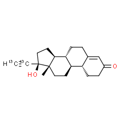 ChemSpider 2D Image | (17alpha)-17-Hydroxy(20,21-~13~C_2_)-19-norpregn-4-en-20-yn-3-one | C1813C2H26O2