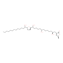 ChemSpider 2D Image | (5S)-5-Methyl-3-[(2S,8S,13R)-2,8,13-trihydroxy-13-{(2R,5R)-5-[(1S)-1-hydroxytridecyl]tetrahydro-2-furanyl}tridecyl]-2(5H)-furanone | C35H64O7