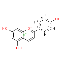 ChemSpider 2D Image | 5,7-Dihydroxy-2-[4-hydroxy(~13~C_6_)phenyl]chromenium chloride | C913C6H11ClO4