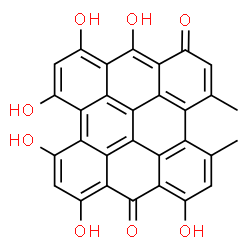 ChemSpider 2D Image | 6,8,10,11,13,14-Hexahydroxy-3,4-dimethylphenanthro[1,10,9,8-opqra]perylene-1,7-dione | C30H16O8