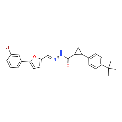 ChemSpider 2D Image | N'-{(E)-[5-(3-Bromophenyl)-2-furyl]methylene}-2-[4-(2-methyl-2-propanyl)phenyl]cyclopropanecarbohydrazide | C25H25BrN2O2