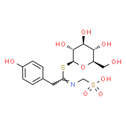 ChemSpider 2D Image | 1-S-[(1Z)-2-(4-Hydroxyphenyl)-N-(sulfomethyl)ethanimidoyl]-1-thio-beta-D-glucopyranose | C15H21NO9S2