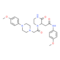 ChemSpider 2D Image | N-(4-Methoxyphenyl)-2-(1-{[4-(4-methoxyphenyl)-1-piperazinyl]acetyl}-3-oxo-2-piperazinyl)acetamide | C26H33N5O5