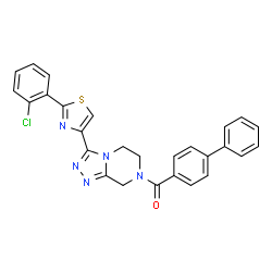 ChemSpider 2D Image | 4-Biphenylyl{3-[2-(2-chlorophenyl)-1,3-thiazol-4-yl]-5,6-dihydro[1,2,4]triazolo[4,3-a]pyrazin-7(8H)-yl}methanone | C27H20ClN5OS