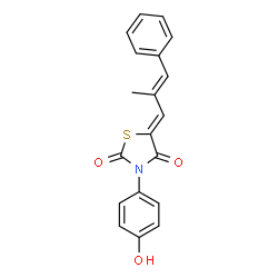 ChemSpider 2D Image | (5Z)-3-(4-Hydroxyphenyl)-5-[(2E)-2-methyl-3-phenyl-2-propen-1-ylidene]-1,3-thiazolidine-2,4-dione | C19H15NO3S