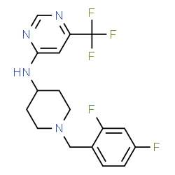ChemSpider 2D Image | N-[1-(2,4-Difluorobenzyl)-4-piperidinyl]-6-(trifluoromethyl)-4-pyrimidinamine | C17H17F5N4