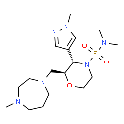 ChemSpider 2D Image | (2S,3S)-N,N-Dimethyl-2-[(4-methyl-1,4-diazepan-1-yl)methyl]-3-(1-methyl-1H-pyrazol-4-yl)-4-morpholinesulfonamide | C17H32N6O3S