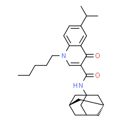 ChemSpider 2D Image | N-[(3R,5S)-Adamantan-1-yl]-6-isopropyl-4-oxo-1-pentyl-1,4-dihydro-3-quinolinecarboxamide | C28H38N2O2