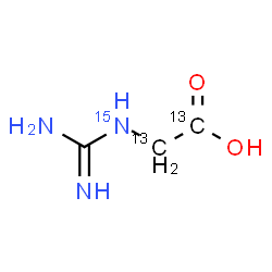 ChemSpider 2D Image | N-Carbamimidoyl(~13~C_2_,~15~N)glycine | C13C2H7N215NO2