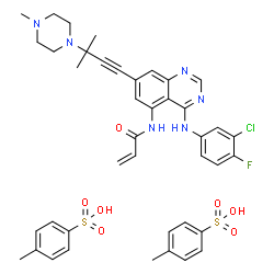 ChemSpider 2D Image | N-{4-[(3-Chloro-4-fluorophenyl)amino]-7-[3-methyl-3-(4-methyl-1-piperazinyl)-1-butyn-1-yl]-5-quinazolinyl}acrylamide 4-methylbenzenesulfonate (1:2) | C41H44ClFN6O7S2