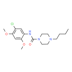 ChemSpider 2D Image | 4-Butyl-N-(5-chloro-2,4-dimethoxyphenyl)-1-piperazinecarboxamide | C17H26ClN3O3