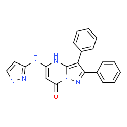 ChemSpider 2D Image | 2,3-Diphenyl-5-(1H-pyrazol-3-ylamino)pyrazolo[1,5-a]pyrimidin-7(4H)-one | C21H16N6O