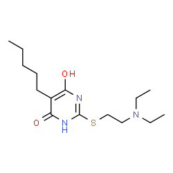 ChemSpider 2D Image | 2-{[2-(Diethylamino)ethyl]sulfanyl}-6-hydroxy-5-pentyl-4(3H)-pyrimidinone | C15H27N3O2S
