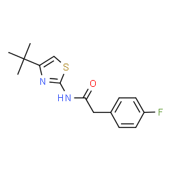 ChemSpider 2D Image | 2-(4-Fluorophenyl)-N-[4-(2-methyl-2-propanyl)-1,3-thiazol-2-yl]acetamide | C15H17FN2OS