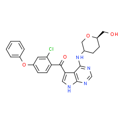 ChemSpider 2D Image | (5xi)-2,6-Anhydro-5-{[5-(2-chloro-4-phenoxybenzoyl)-7H-pyrrolo[2,3-d]pyrimidin-4-yl]amino}-3,4,5-trideoxy-D-glycero-hexitol | C25H23ClN4O4