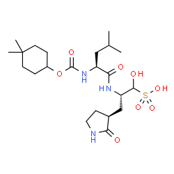 ChemSpider 2D Image | (2S)-2-[(N-{[(4,4-Dimethylcyclohexyl)oxy]carbonyl}-L-leucyl)amino]-1-hydroxy-3-[(3S)-2-oxo-3-pyrrolidinyl]-1-propanesulfonic acid | C22H39N3O8S