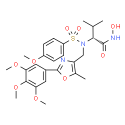 ChemSpider 2D Image | N-Hydroxy-N~2~-[(4-methoxyphenyl)sulfonyl]-N~2~-{[5-methyl-2-(3,4,5-trimethoxyphenyl)-1,3-oxazol-4-yl]methyl}-D-valinamide | C26H33N3O9S