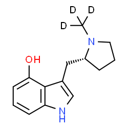 ChemSpider 2D Image | 3-{[(2R)-1-(~2~H_3_)Methyl-2-pyrrolidinyl]methyl}-1H-indol-4-ol | C14H15D3N2O