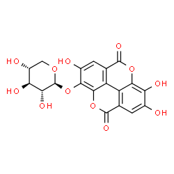 ChemSpider 2D Image | 2,7,8-Trihydroxy-5,10-dioxo-5,10-dihydrochromeno[5,4,3-cde]chromen-3-yl beta-D-xylopyranoside | C19H14O12