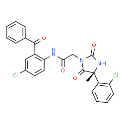 ChemSpider 2D Image | N-(2-Benzoyl-4-chlorophenyl)-2-[(4R)-4-(2-chlorophenyl)-4-methyl-2,5-dioxo-1-imidazolidinyl]acetamide | C25H19Cl2N3O4