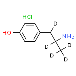 ChemSpider 2D Image | 4-[2-Amino(1,2,3,3,3-~2~H_5_)propyl]phenol hydrochloride (1:1) | C9H9D5ClNO