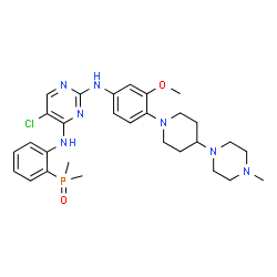 ChemSpider 2D Image | 5-Chloro-N~4~-[2-(dimethylphosphoryl)phenyl]-N~2~-{3-methoxy-4-[4-(4-methyl-1-piperazinyl)-1-piperidinyl]phenyl}-2,4-pyrimidinediamine | C29H39ClN7O2P