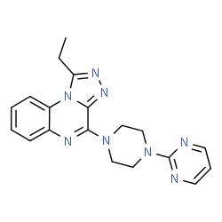 ChemSpider 2D Image | 1-Ethyl-4-[4-(2-pyrimidinyl)-1-piperazinyl][1,2,4]triazolo[4,3-a]quinoxaline | C19H20N8