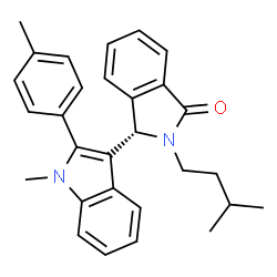 ChemSpider 2D Image | (3S)-2-(3-Methylbutyl)-3-[1-methyl-2-(4-methylphenyl)-1H-indol-3-yl]-1-isoindolinone | C29H30N2O
