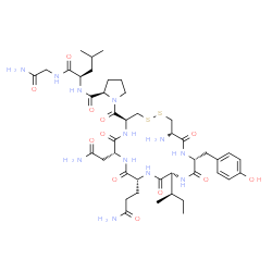 ChemSpider 2D Image | 1-{[(4S,7R,10R,13R,16R,19S)-19-Amino-7-(2-amino-2-oxoethyl)-10-(3-amino-3-oxopropyl)-13-[(2R)-2-butanyl]-16-(4-hydroxybenzyl)-6,9,12,15,18-pentaoxo-1,2-dithia-5,8,11,14,17-pentaazacycloicosan-4-yl]car
bonyl}-D-prolyl-D-leucylglycinamide | C43H66N12O12S2