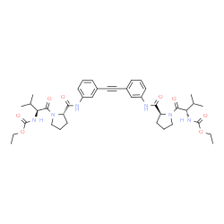 ChemSpider 2D Image | Diethyl (1,2-ethynediylbis{3,1-phenylenecarbamoyl(2S)-2,1-pyrrolidinediyl[(2S)-3-methyl-1-oxo-1,2-butanediyl]})biscarbamate (non-preferred name) | C40H52N6O8