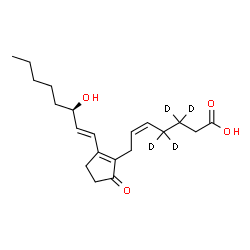 ChemSpider 2D Image | (5Z,13E,15R)-15-Hydroxy-9-oxo(3,3,4,4-~2~H_4_)prosta-5,8(12),13-trien-1-oic acid | C20H26D4O4