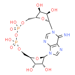 ChemSpider 2D Image | (2R,3R,4S,5R,13R,14S,15R,16R)-24-Imino-7,9,11,25,26-pentaoxa-1,17,19,22-tetraaza-8,10-diphosphapentacyclo[18.3.1.1~2,5~.1~13,16~.0~17,21~]hexacosa-18,20,22-triene-3,4,8,10,14,15-hexol 8,10-dioxide | C15H21N5O13P2