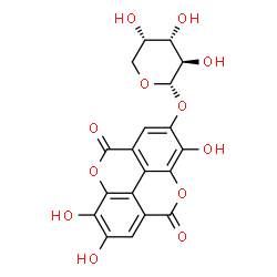 ChemSpider 2D Image | 3,7,8-Trihydroxy-5,10-dioxo-5,10-dihydrochromeno[5,4,3-cde]chromen-2-yl alpha-L-arabinopyranoside | C19H14O12