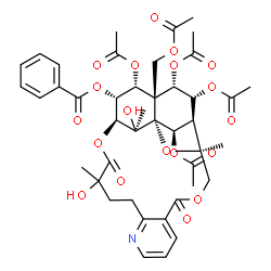 ChemSpider 2D Image | (1R,3S,18S,19R,20R,21S,22S,23R,24R,25R,26R)-20,22,23,25-Tetraacetoxy-21-(acetoxymethyl)-15,26-dihydroxy-3,15,26-trimethyl-6,16-dioxo-2,5,17-trioxa-11-azapentacyclo[16.7.1.0~1,21~.0~3,24~.0~7,12~]hexac
osa-7,9,11-trien-19-yl benzoate | C43H49NO19