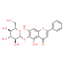 ChemSpider 2D Image | 5,7-Dihydroxy-4-oxo-2-phenyl-4H-chromen-6-yl beta-L-glucopyranoside | C21H20O10
